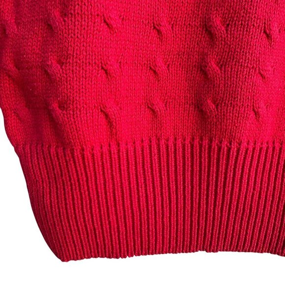 Nordstrom Petite Focus Womens Red Cable Knit Preppy Stretch Turtleneck Sweater P - Picture 3 of 9